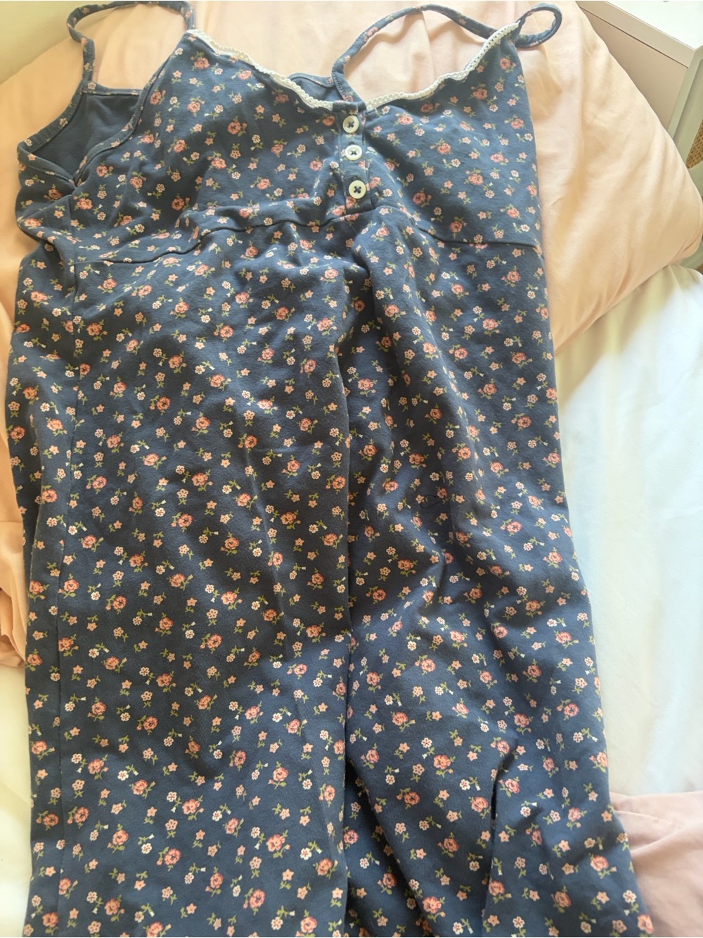 Brandy Melville Navy Blue Floral Slip Dress